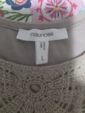 Maurices Crochet Front Knit Top in Taupe